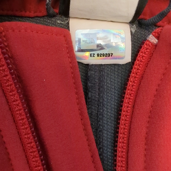The North Face TNF APEX Softshell Full Zip Jacket Size Large Red Dark Grey EUC - Picture 8 of 8